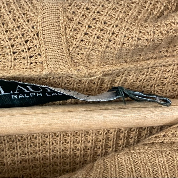 Lauren Ralph Lauren Long Sleeve Waffle Knit Hoodie Women's Size Medium Tan Camel - Picture 9 of 10